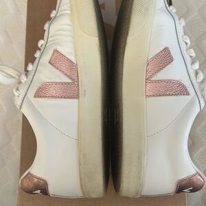 Veja Women's White and Metallic Pink Sneakers only worn once!